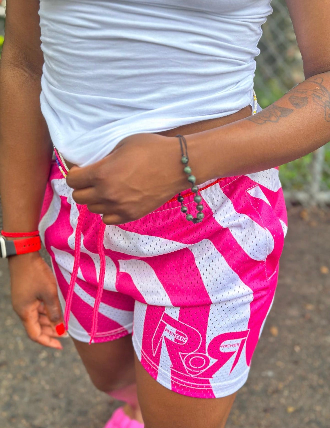 ROR Pink and White Unisex Signature Shorts