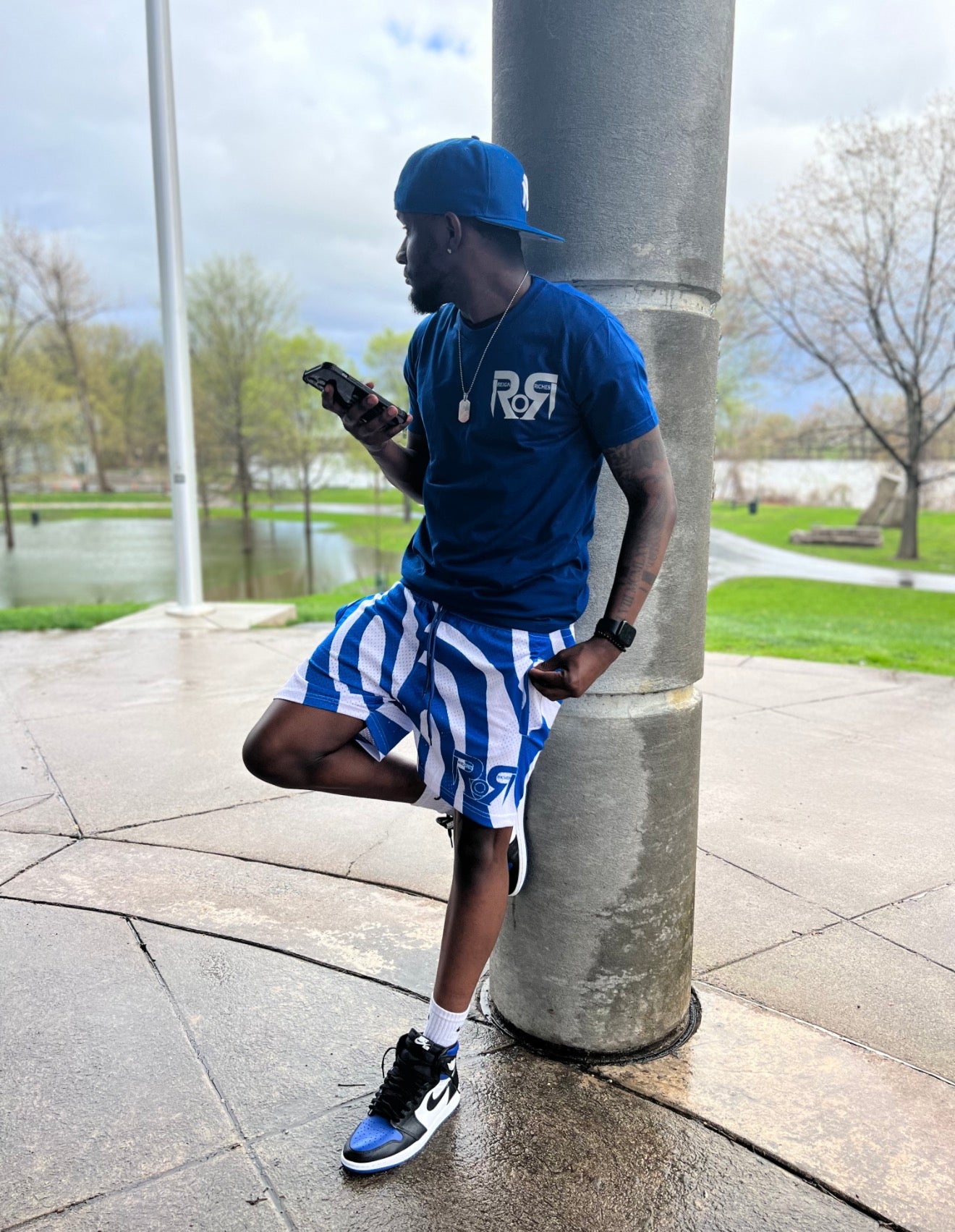 ROR Blue and White Unisex Signature Shorts