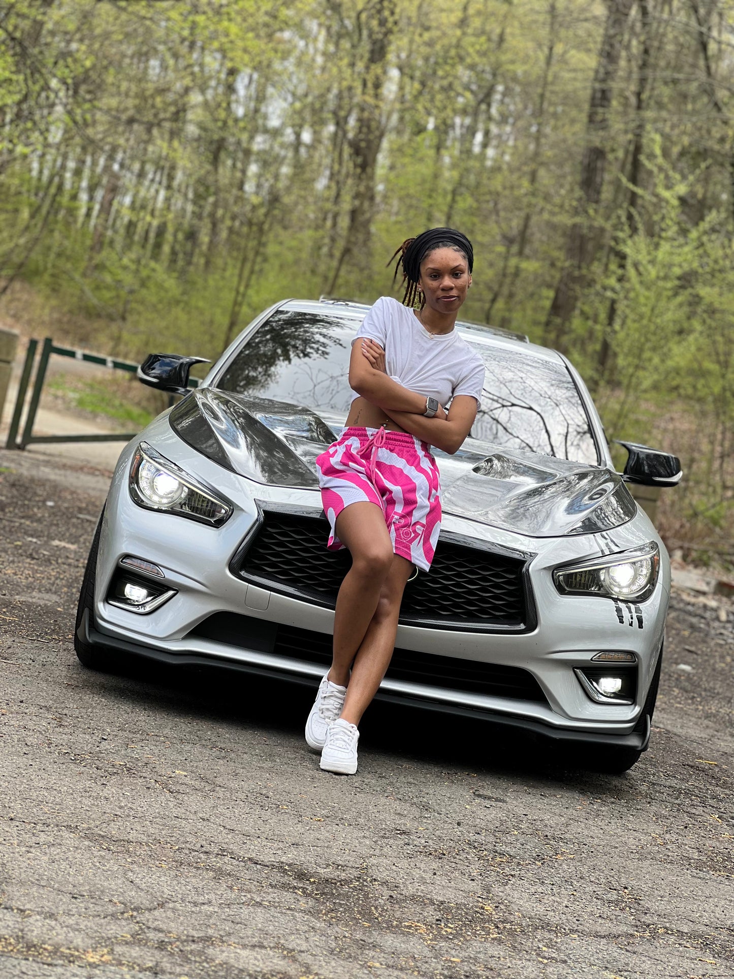 ROR Pink and White Unisex Signature Shorts